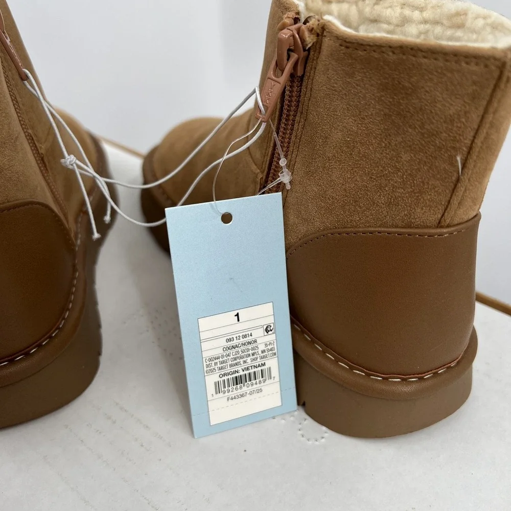 NEW Cat & Jack shearling ankle boots Back to School fall winter cozy 1
